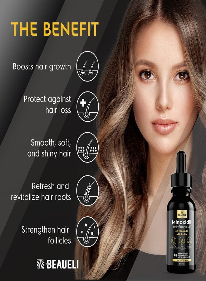 beaueli 5% Minoxidil Hair Growth for Men and Women: Extra Strength Minoxidil Regrowth Treatment Serum for Thinning Hair Loss to Grow Thicker Fuller Faster 30ml 3Bottles - Image 3
